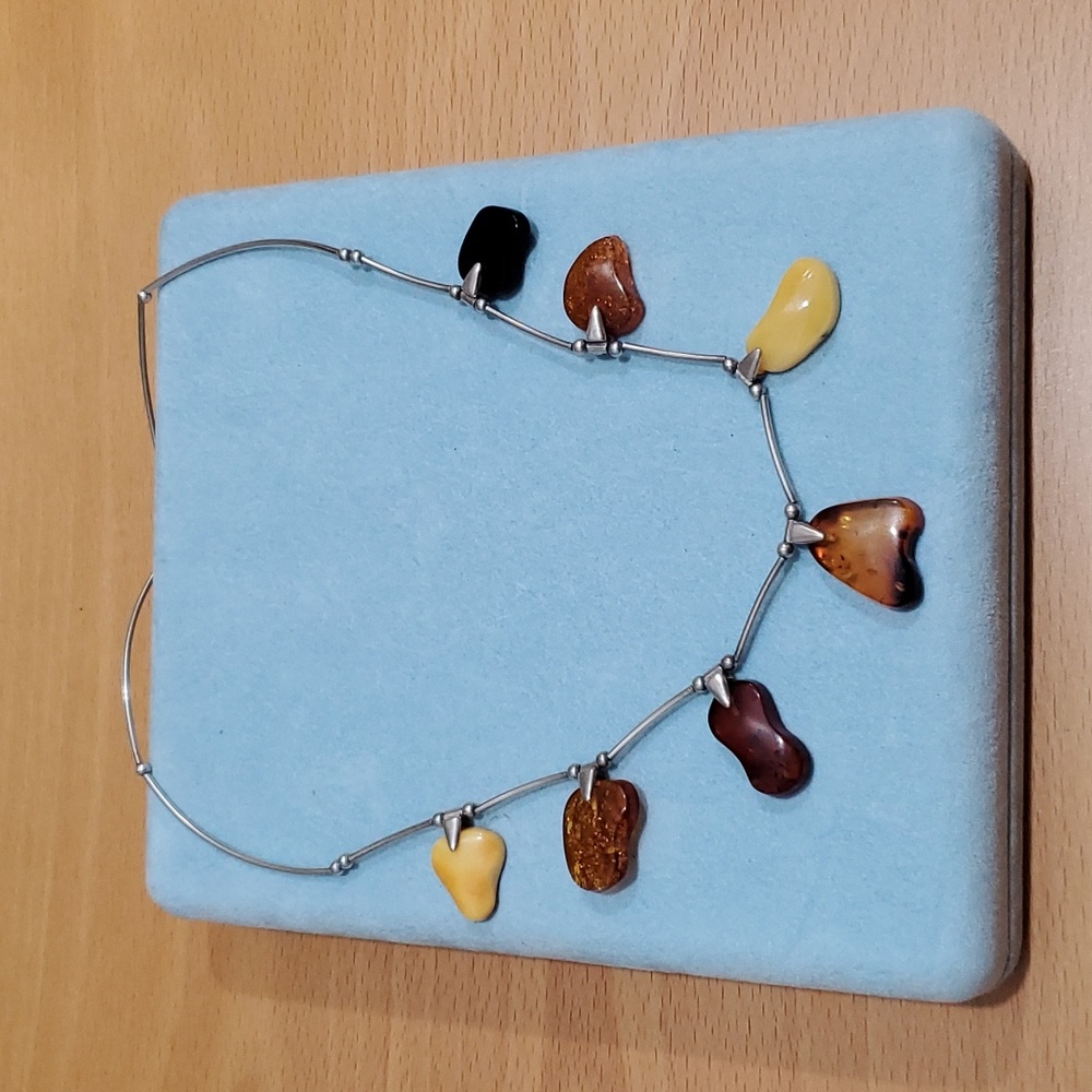 Silver and Amber Statement Necklace